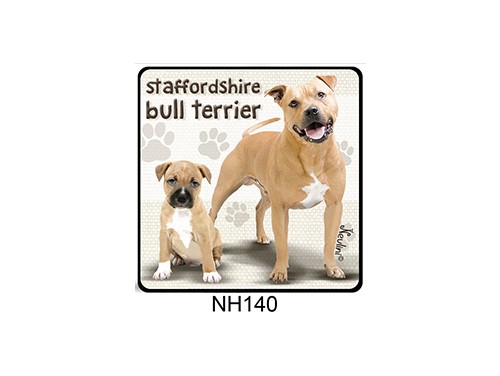 (NH140) Hűtőmágnes 7,5 cm x 7,5 cm - Stafforshire Bull Terrier – Kutyás ajándékok